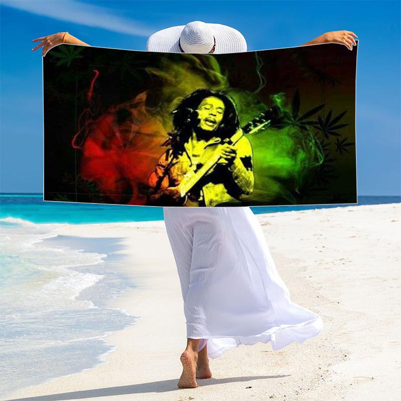 Bob Marley Poster Print Beach Towel, Large Soft Quick Dry Towel for Beach Camping Swimming