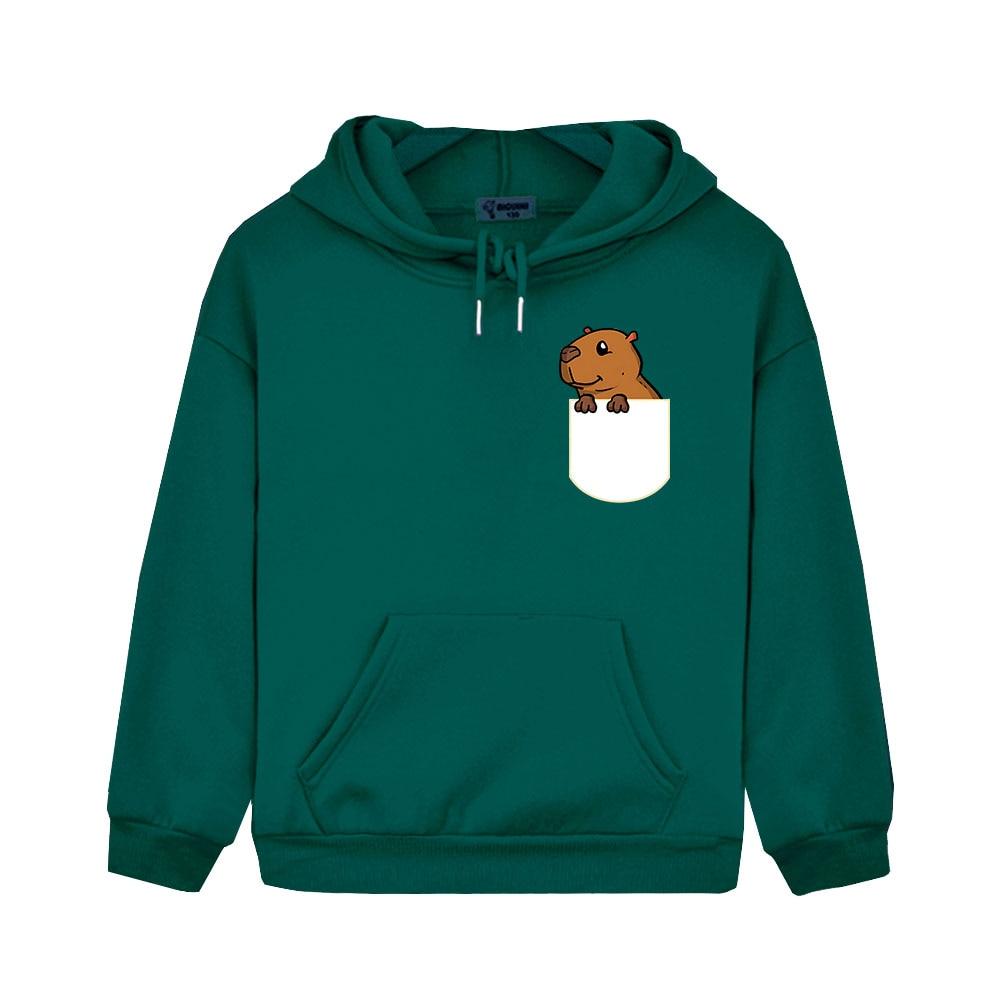 Милые толстовки с капюшоном в кармане в виде капибары, свитшот с мультяшным рисунком, топ с длинными рукавами для девочек, детский пуловер Y2k Sudadera, одежда для маленьких мальчиков
