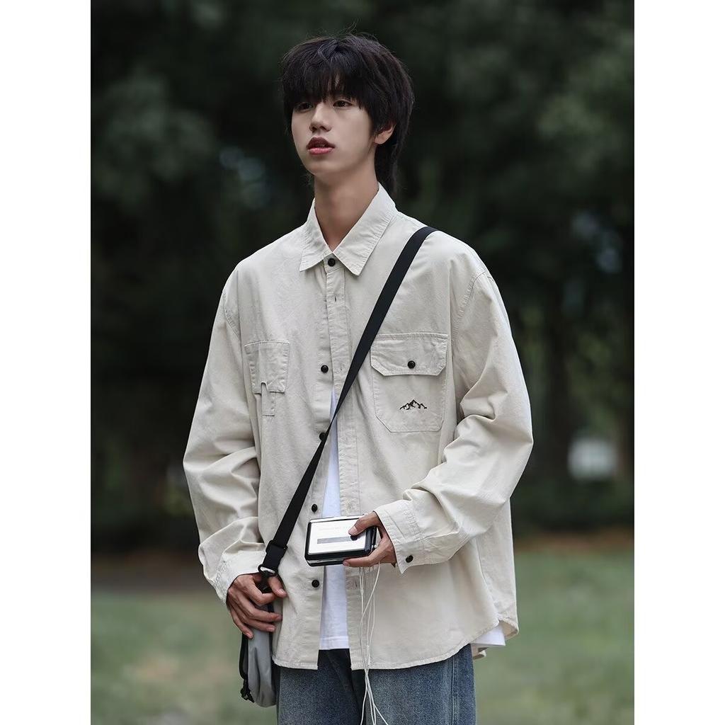 Spring New Hong Kong Style Trendy Retro Casual Long-Sleeved Shirt Men's Loose All-Matching Fashion Brand Japanese Style Shirt Men's and Women's