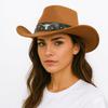 Ethnic Style Cowgirl Jazz Hat Wide Brim Visor Caps Cool Western Cowboy Hat  Outdoor