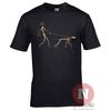 Skeleton Dog Walker TShirt Canine Doggy Funny Urban Art Banksy Style