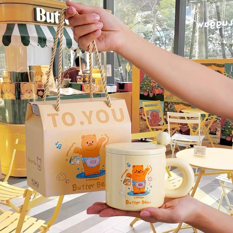 Милая керамическая кружка Butter Bear, практичный подарок на день рождения для друзей, сестер и лучших подруг