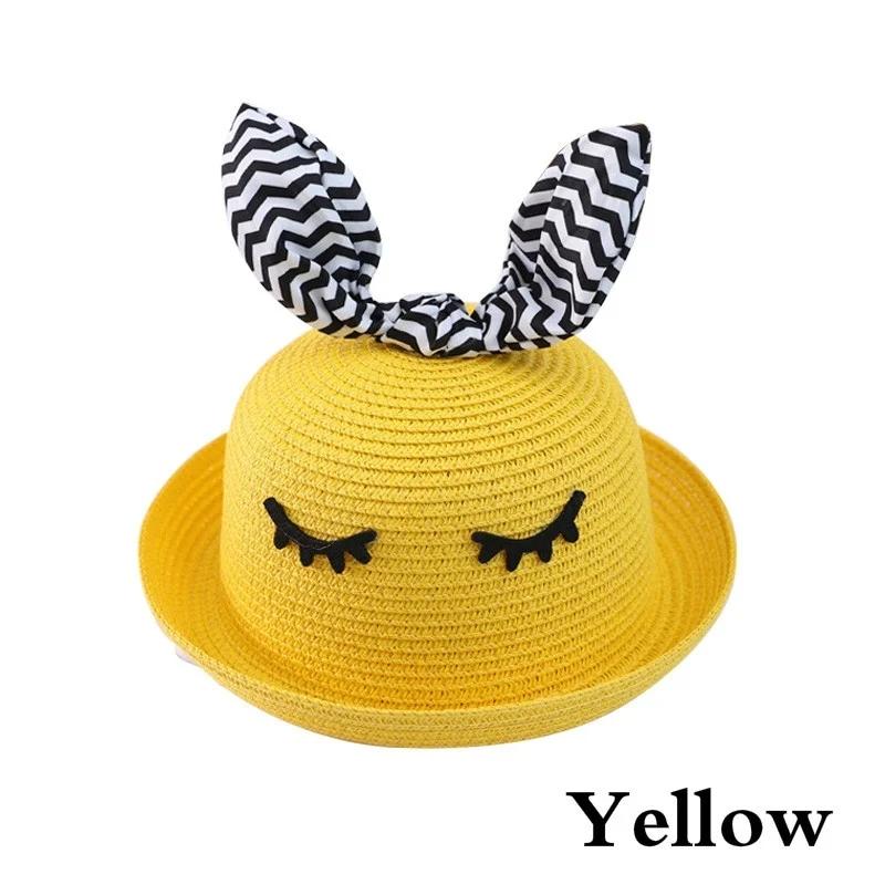 Шапка-панама с кроличьими ушками для малышей, мальчиков и девочек, детские пляжные кепки, летняя шляпа от солнца, шапочки для младенцев и малышей