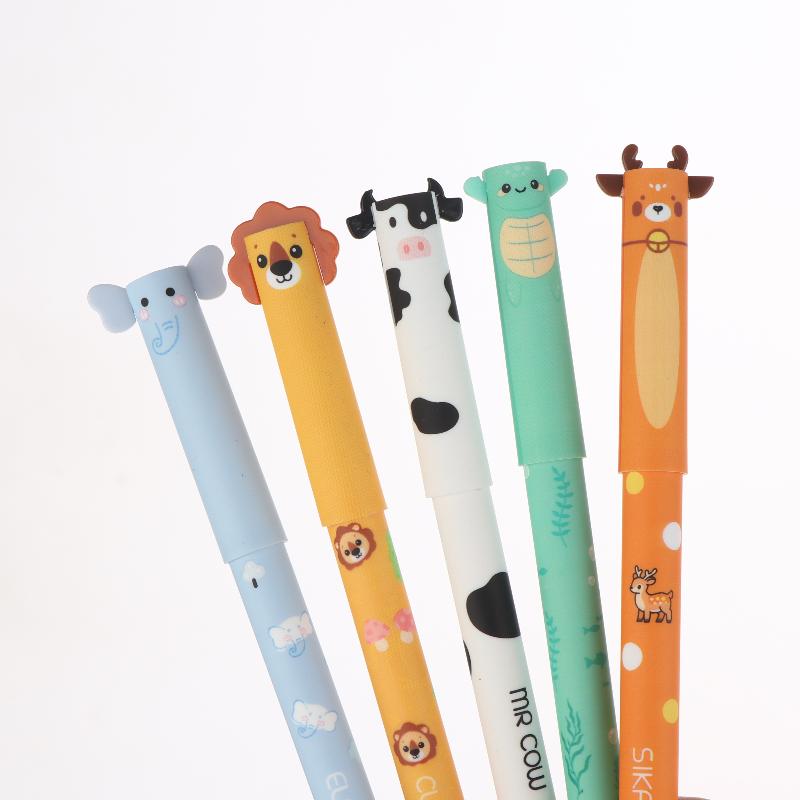 8Pcs 0.5mm Colorful Ink Ballpoint Pens Cartoon Animal Erasable Gel Pens Smooth Writing For Office School Stationery Supplies