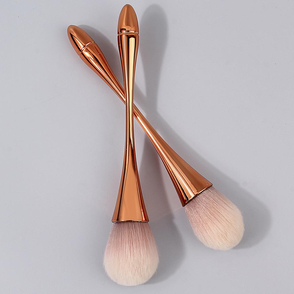 2pcs Rose Gold Professional Makeup Brush, Loose Powder Blush Brush, London Brush, Beginner's Daily Touch-up and Beauty Tool