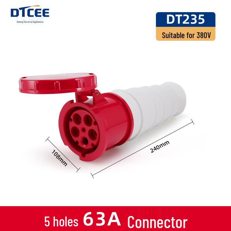 IP67 Waterproof Industrial 5-Pin 63A/125A Three-Phase Aviation Plug Connector
