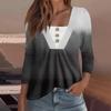 Women's Fashion Casual Long Sleeve Shirt Geometry Printed Button V Neck Up Tops