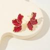 Vintage Pink Red Dripping Oil Flower Earrings for Women Fashion Irregular Forest Maple Leaf Stud Earrings Party Trendy Jewelry