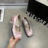 Fashion Hot Selling 2025 Designer New Mary Janes Shoes Women's High Heels Pumps Women Bow Square Heel Shoe Women Thick Heel Shoes Zapato