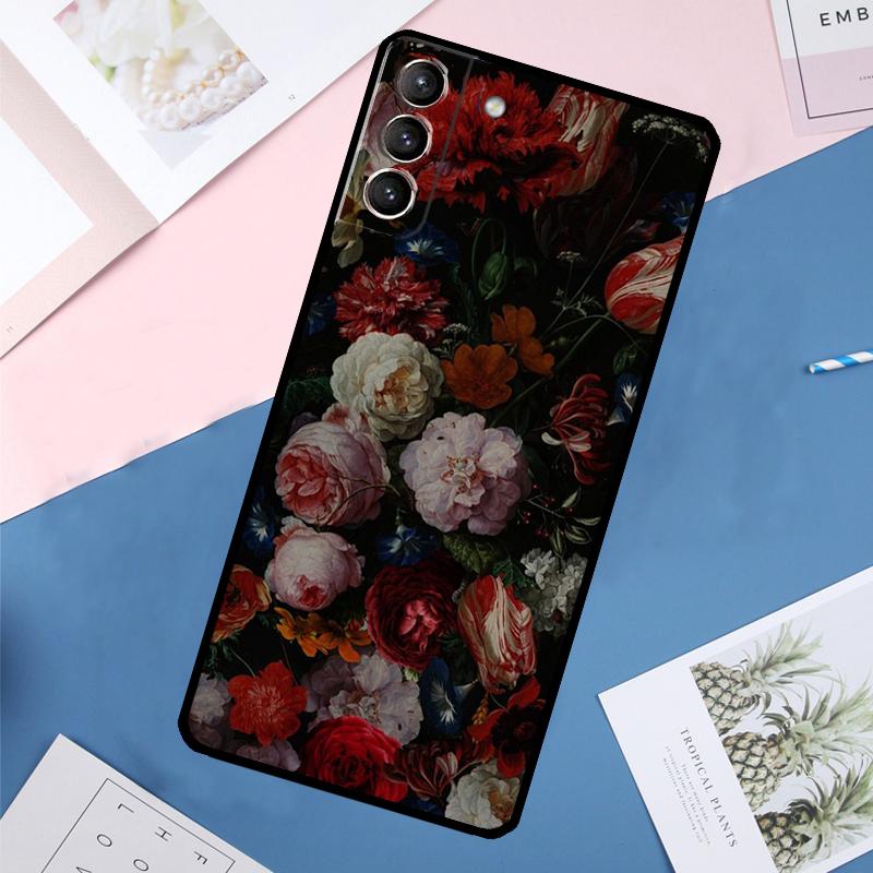 Чехол 'Полночный Цветок' Для Samsung Galaxy S24 Ultra S20 S21 S22 S23 S25 Ultra S9 S10 Plus S25 FE Задняя Крышка