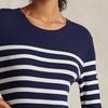 Polo Ralph Lauren SS24 Полосатое вафельное трикотажное платье Slim Fit с длинным рукавом Женские платья Темно-синего цвета WMPODRSNFA20618-410