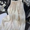 Женская юбка-макси, эластичная плиссированная юбка трапециевидной формы с высокой талией, блестящая перламутровая шифоновая плиссированная юбка из пряжи