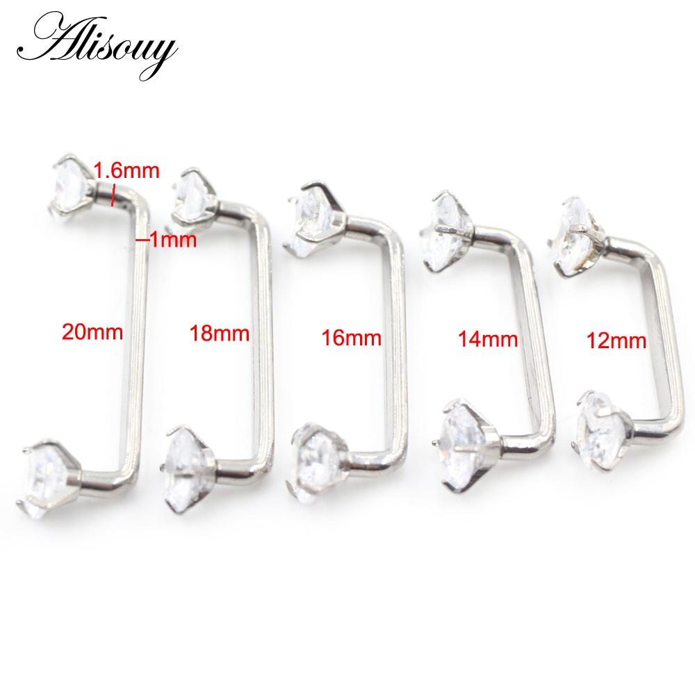 Alisouy 1PC Titanium Heart Star Zircon Threaded Surface Bar Barbell Micro Dermal Anchor Retainers Hide In Skin Piercing Jewelry