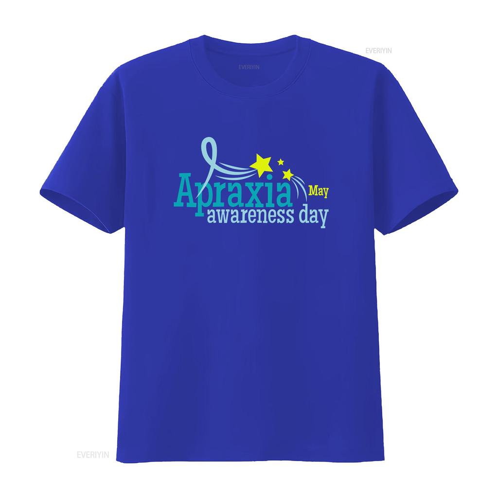In May Apraxia Awareness Month T Shirt Baggy Boyfriend Baseball 3296 Vintage Homme Unisex Top For Everyday Wear
