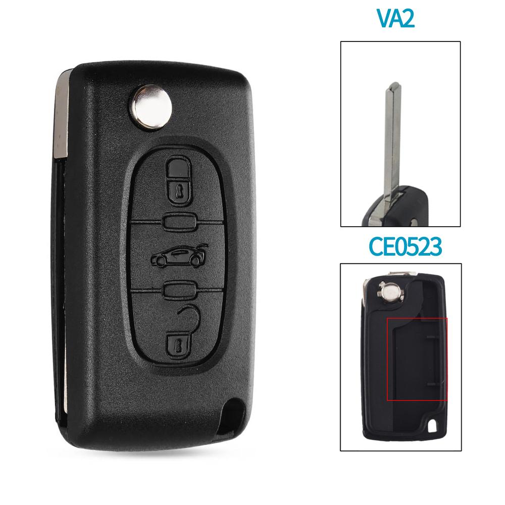 KEYYOU 10pcs 2/3 Buttons Car key Case for Peugeot 207 307 308 407 607 807 For Citroen C2 C3 C4 C5 C6 Flip Car Key shell
