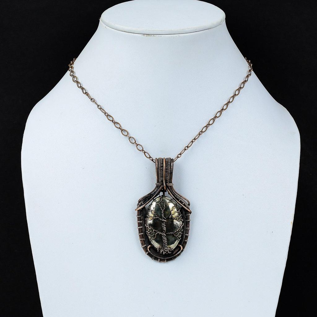 Древо жизни золотой апач пирит драгоценный камень чистая медная проволока обернутая подвеска ручной работы ювелирные изделия для рождественского подарка