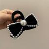 Новые винтажные черные заколки-крабы с жемчугом и бантом, большие зажимы-акулы, французские зажимы для волос для женщин, милые головные уборы, аксессуары для волос