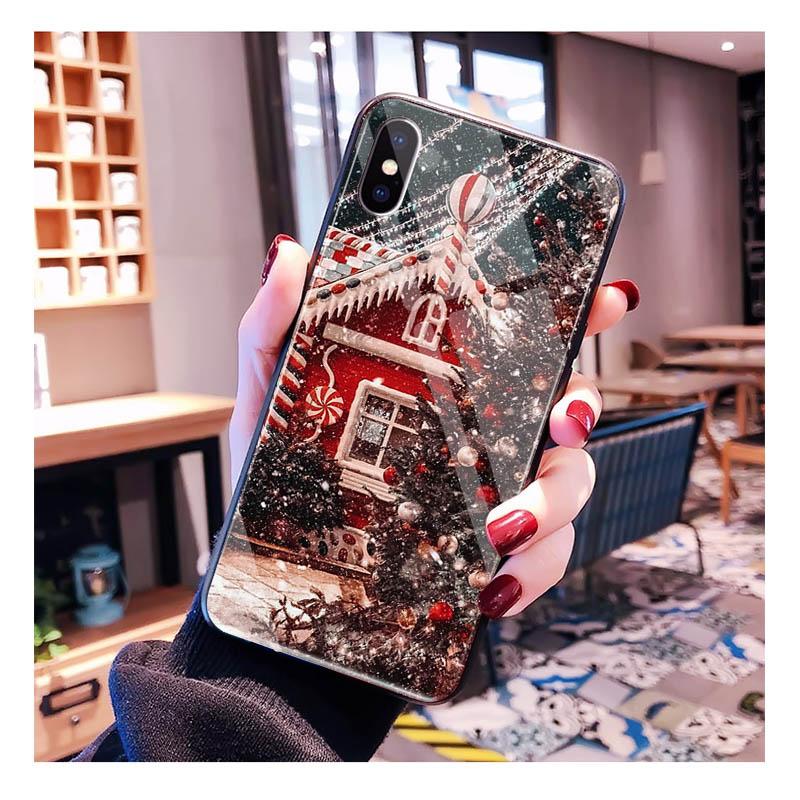 Санта Елка Стекло Чехол для телефона Для iPhone 17 Pro Max Air 17 16 15 14 13 Pro Max 15 16 Pro 15Plus Чехол