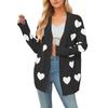 Autumn and Winter Women's Plus Size Sweater Valentine's Day Love Knitted Cardigan V-Neck Button Mid-Length Jacket