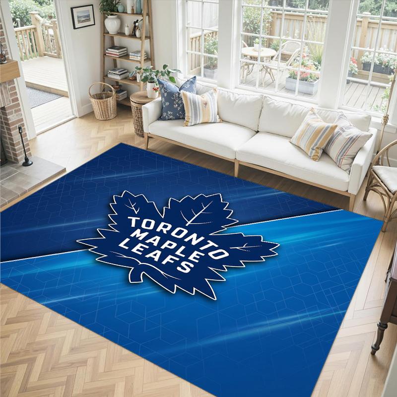 Toronto Maple Leafs Design Crystal Velvet Carpet Cozy Non?Slip Printed Rug For Bedroom Living Room Entrance