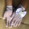 White Princess Wedding Gloves for Girls Mesh Evening Children's Holiday Accessories with a Bow Birthday Performance Gloves
