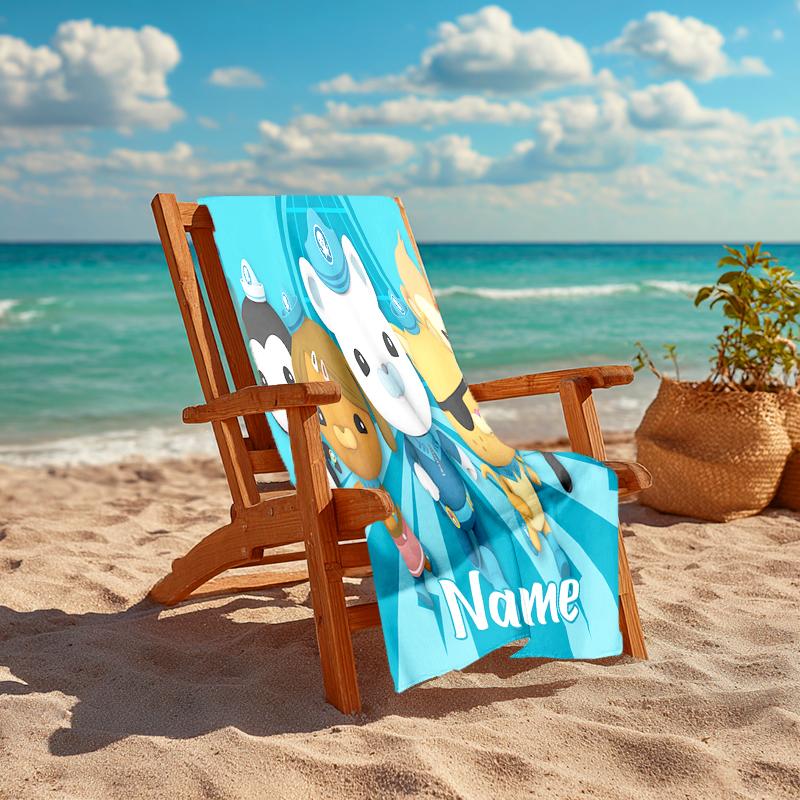 Personalized customized proof beach towel with Octonauts pattern - soft, absorbent,quick-drying,perfect swimming,camping&bathing