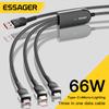 Essager 6A 66W 3 в 1 USB-кабель типа C Провод Micro USB для IPhone 14 13 Pro Max Samsung Xiaomi Huawei POCO Шнур для передачи данных мобильного телефона