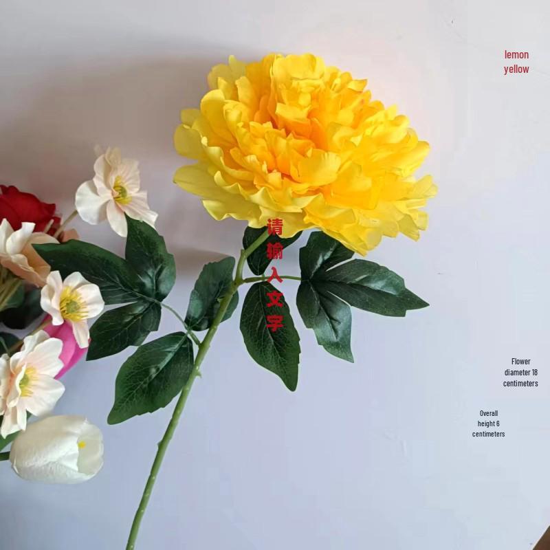 Пион Одиночный Стебель Большой Шелковый Цветок для Гостиной или Свадебного Украшения