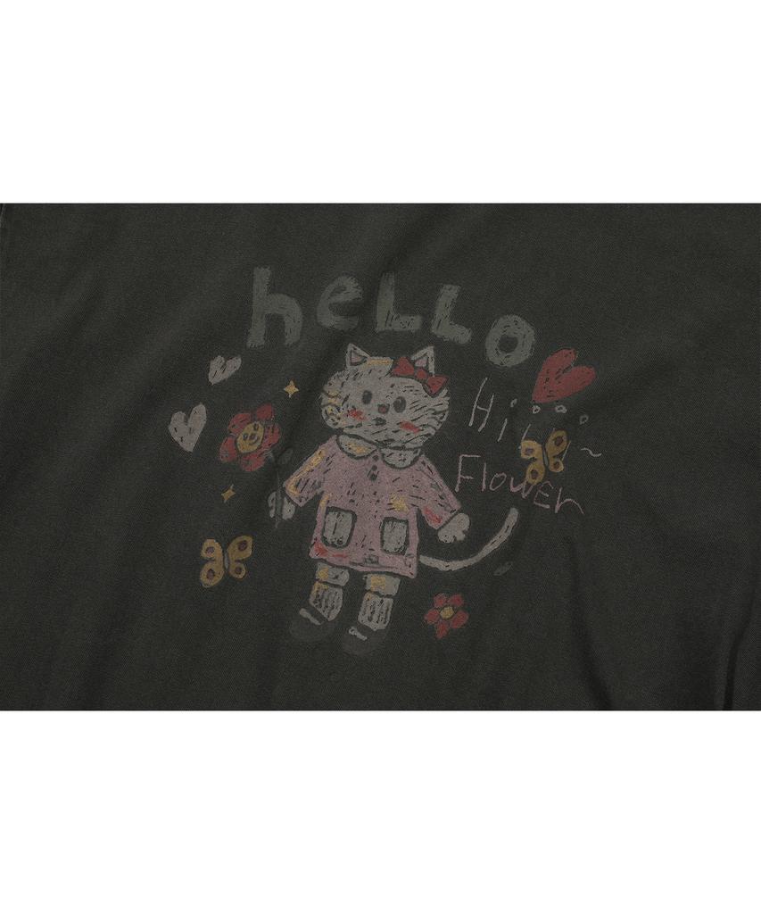 CPGN STUDIO Футболка с коротким рукавом Hello Flower Pigment Дымчато-черная