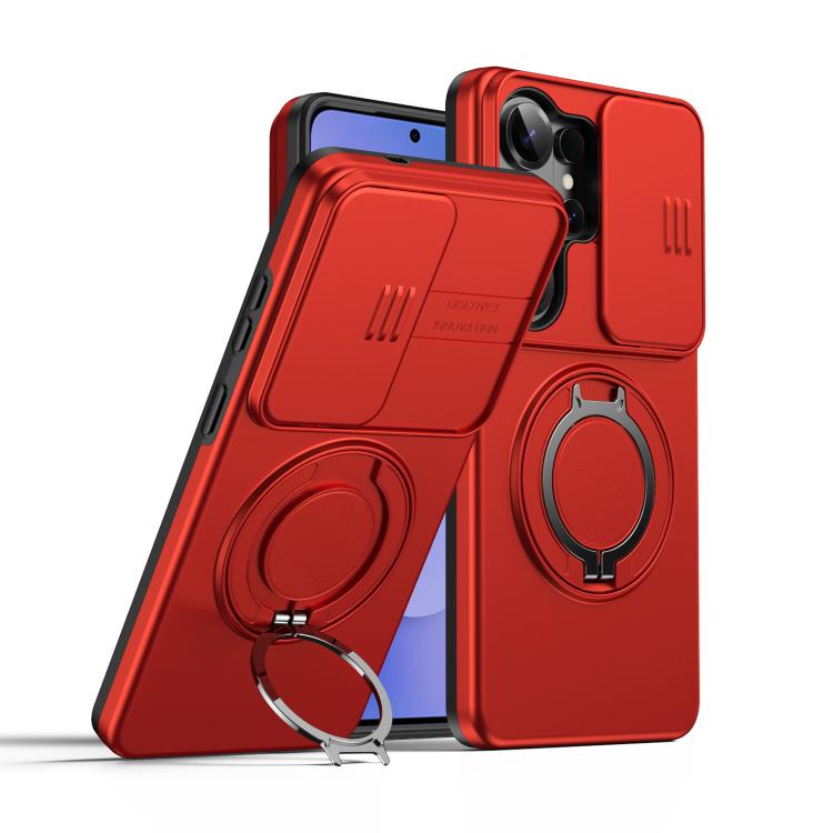 Camera Sliding Shield Magnetic Rotation Holder Phone Case