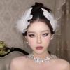 1 Pair White Feather Hair Clip Ballet Style Faux Pearl Charm Artificial Swan Feather Hair Pins for Women Girls Wedding Bride Fashion Headpiece
