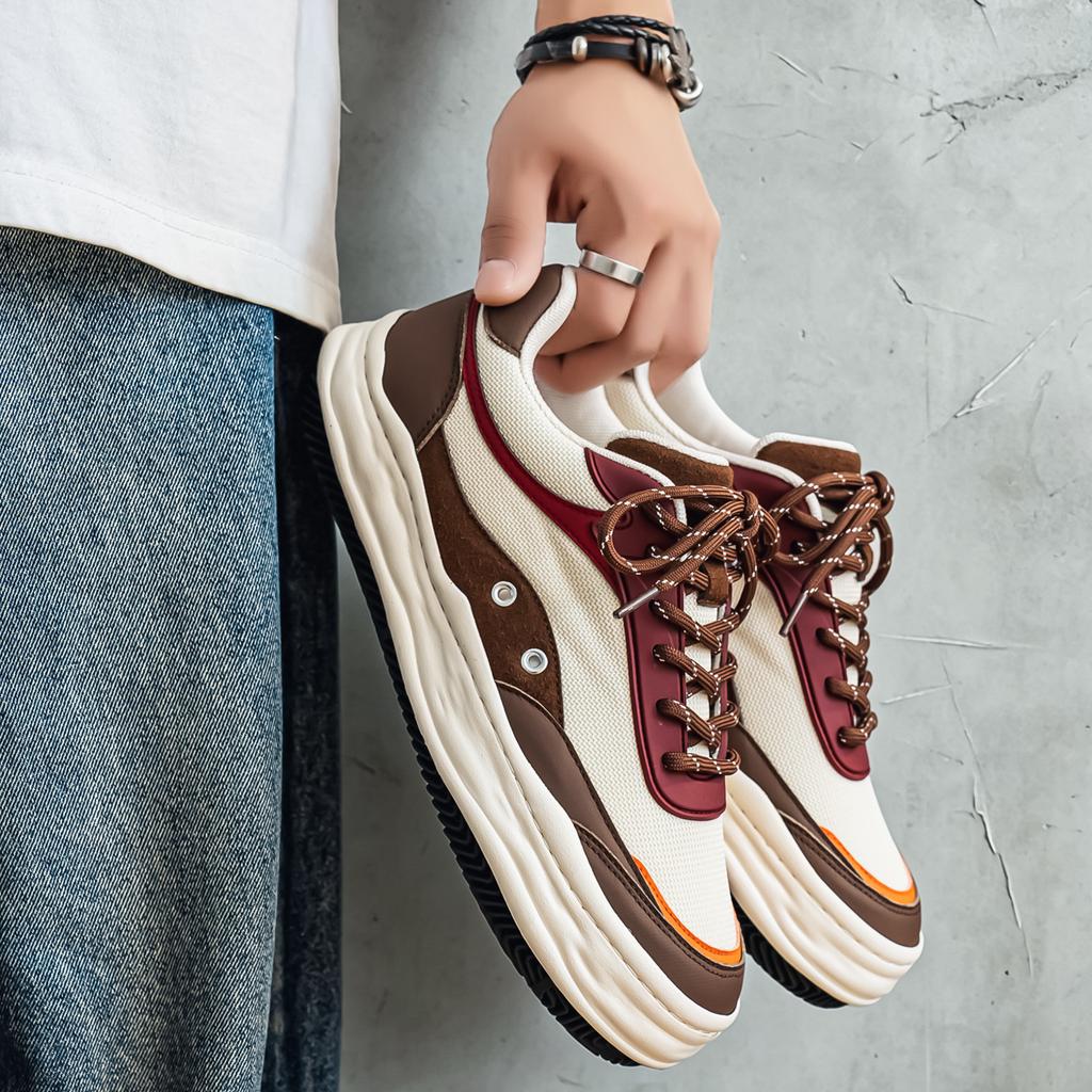 Men Casual Sport Sneakers White Black Beige Brown Shoes Sizes 39-44 for Walking Travel Training Commuting and Daily Wear