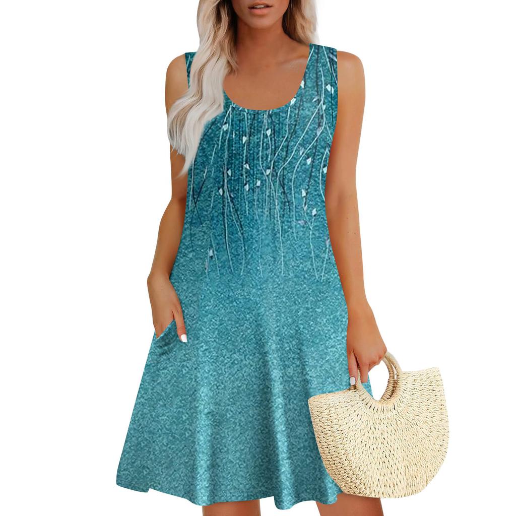 Womens Summer Dresses Loose Sleeveless Sundresses Dress With Pockets