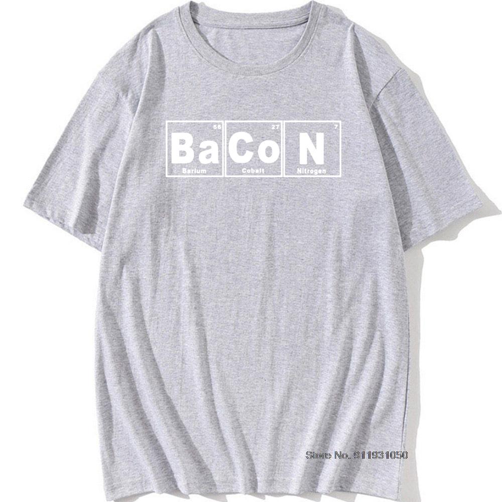 Periodic Table Chemistry Of Bacon T Shirt Design Funny Tshirt Unisexs Tops Tees Short Sleeve Camisetas Tshirt