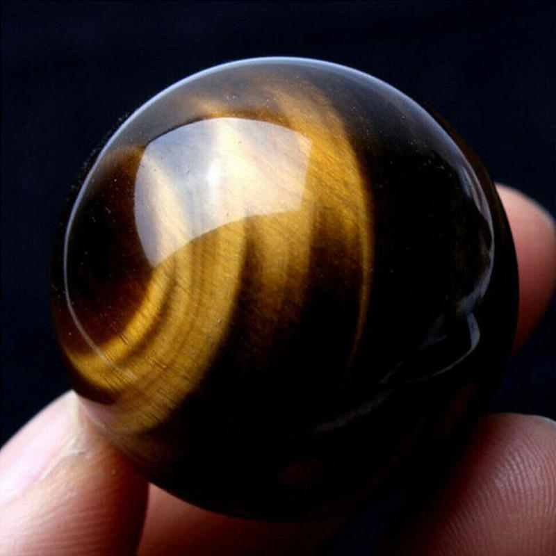 Premium Natural Tiger Eye Quartz Crystal Sphere 2040mm In Dark Yellow Color