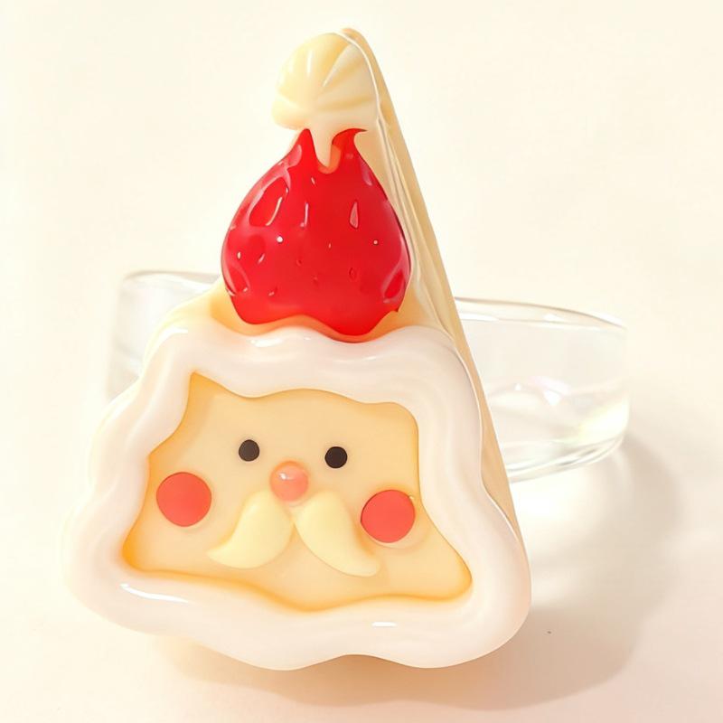 Милое рождественское кольцо-торт с кремом в виде Санта-Клауса - Мультяшная акриловая еда для игры