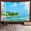 Window Sill Garden Beach View Large Tapestry Wall Hanging Bohemian Hippie Tapestry Room Aesthetic Living Room Home Decoration