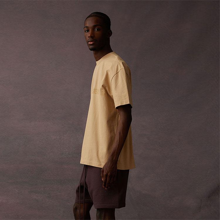 Fear of God Essentials Футболка с коротким рукавом с принтом логотипа-буквы Унисекс Топы Песочный Белый ESSENTIAL125BT222004F