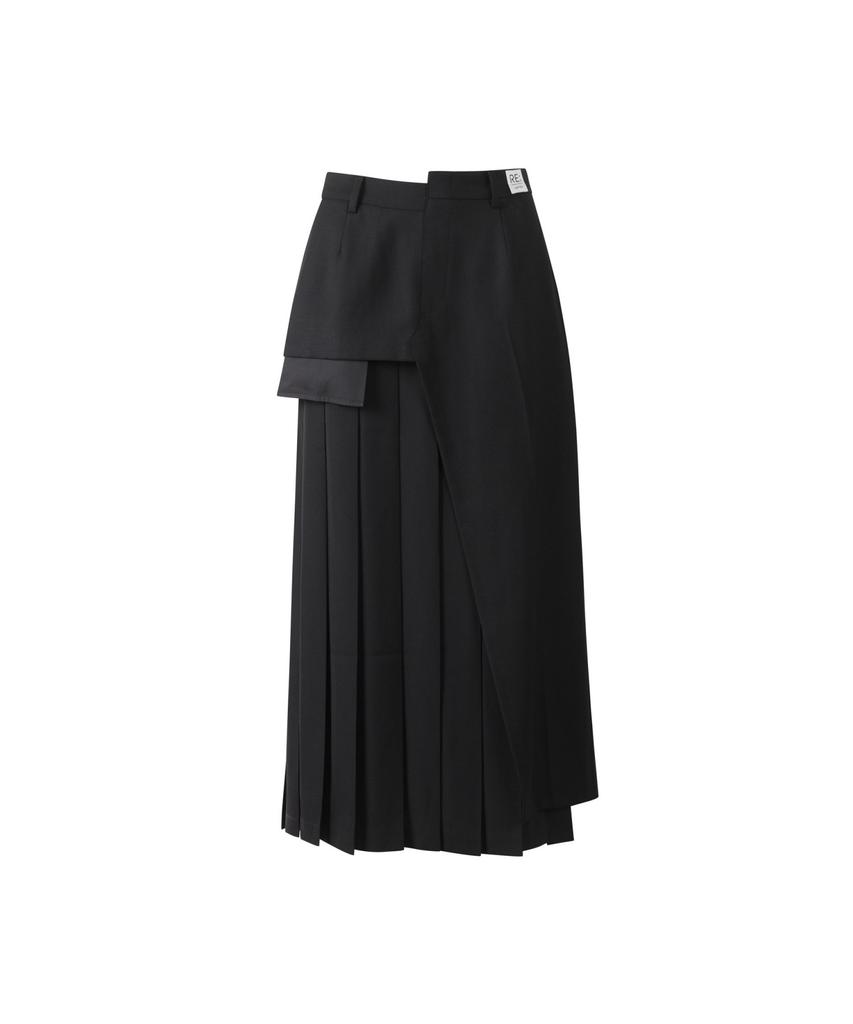 RECODE Asymmetric Pleats Skirt Rqkaa25537Bkx