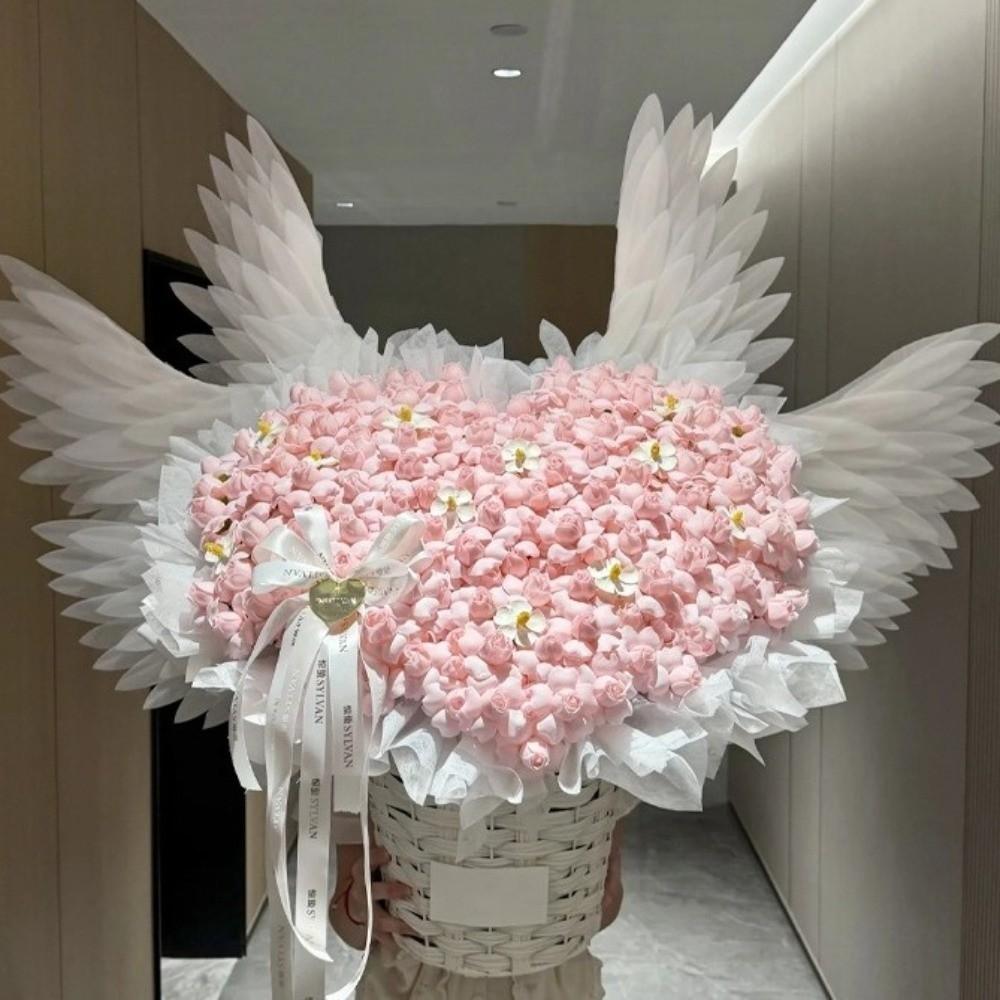 White Angel Wing Simulated Pearl Cotton Wings Electric Openable Wings Valentine Day