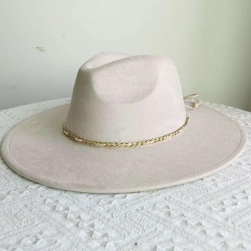 Wide Brim Jazz Cap with Belt Panama Top Hat Universal Formal Hat Church Occasions