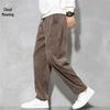 Men's Retro Corduroy Wide-Leg Trousers - Chinese Style, Straight, Casual, Loose Fit, Perfect for Spring and Autumn