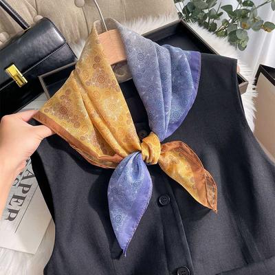 1psc Square Scarf Women‘s 70cm Soft Satin Bandanna Print Scarf Hijab Head Band Fashion Hair Wrap Fashion Neckerchief
