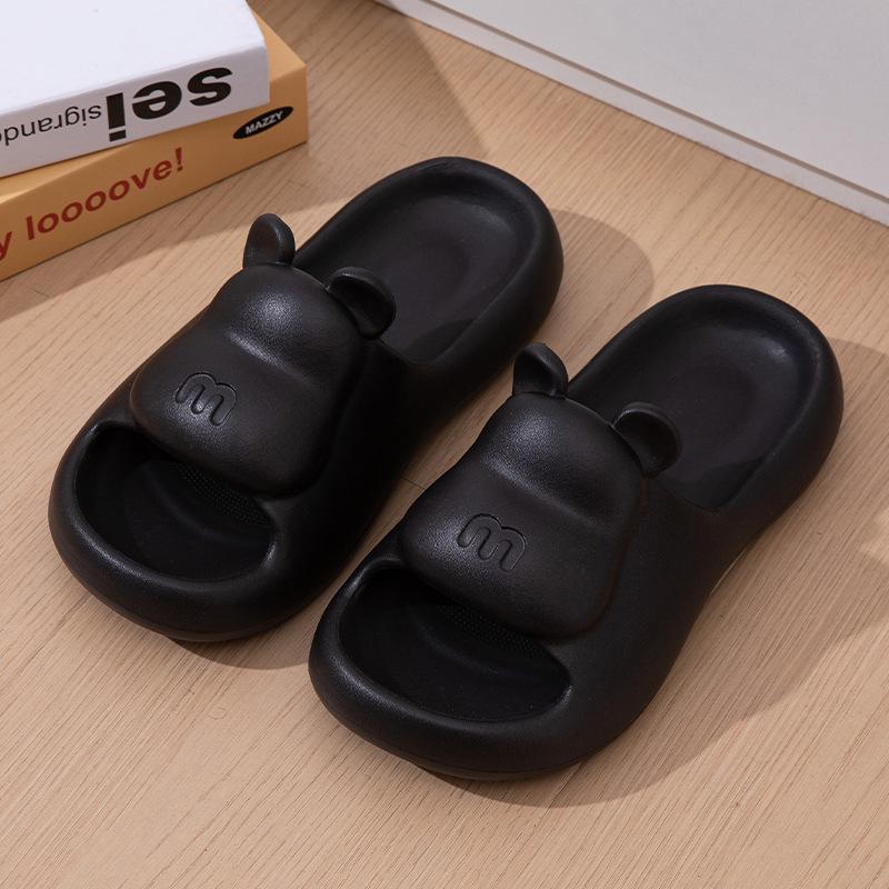 Мода 2024 года, новые тапочки из ЭВА на толстой подошве для женщин, модные милые домашние тапочки на платформе с медведем, женская летняя верхняя одежда, нескользящая пляжная обувь