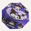 Heart Shaped Kuromi Sanrio Durable Cartoon Folding Cartoon Umbrella, Portable 3-Fold Compact Umbrella for Men and Women, Suitable for Travel or Daily