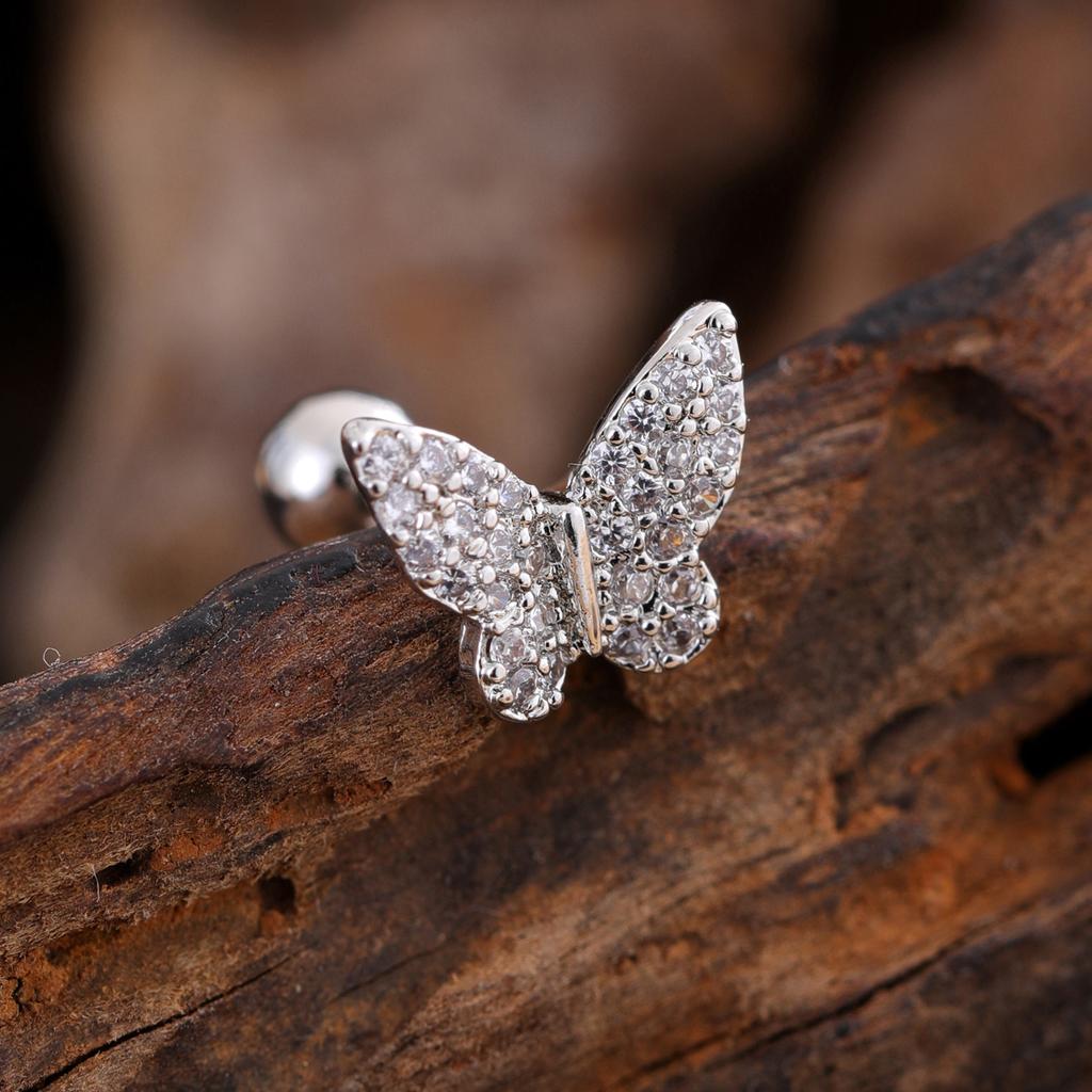 Набор из 10 серег для хряща средней части хеликса, трагуса, конха, 20G, гипоаллергенная хирургическая нержавеющая сталь, циркон, женские пирсинг-украшения