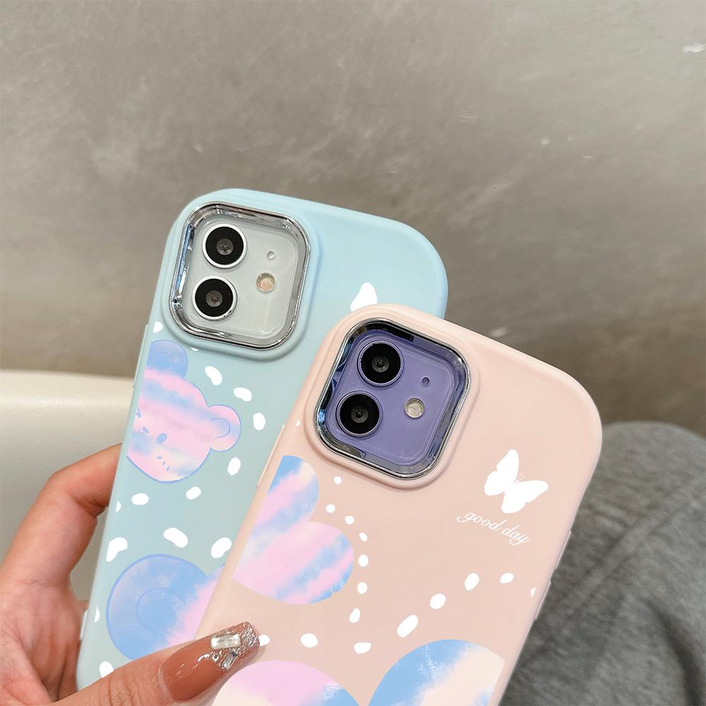 Cut Love Heart Bear Liquid Silicone Phone Case for Samsung Galaxy S24 S23 S20 FE Plus Ultra Note 20 10 A51 A52 A54 A73 Shockproof Soft Cover Casing