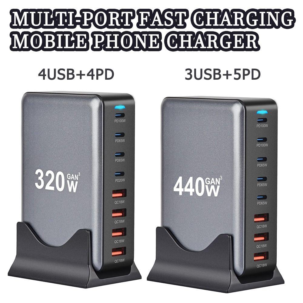 320 Вт/440 Вт USB C зарядное устройство блок 8 портов блок зарядная станция GaN мобильный телефон адаптер ноутбук