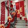 Wedding Stair Handrail Décor: Double Happiness Pull Flowers Set for Boy's and Girl's Side