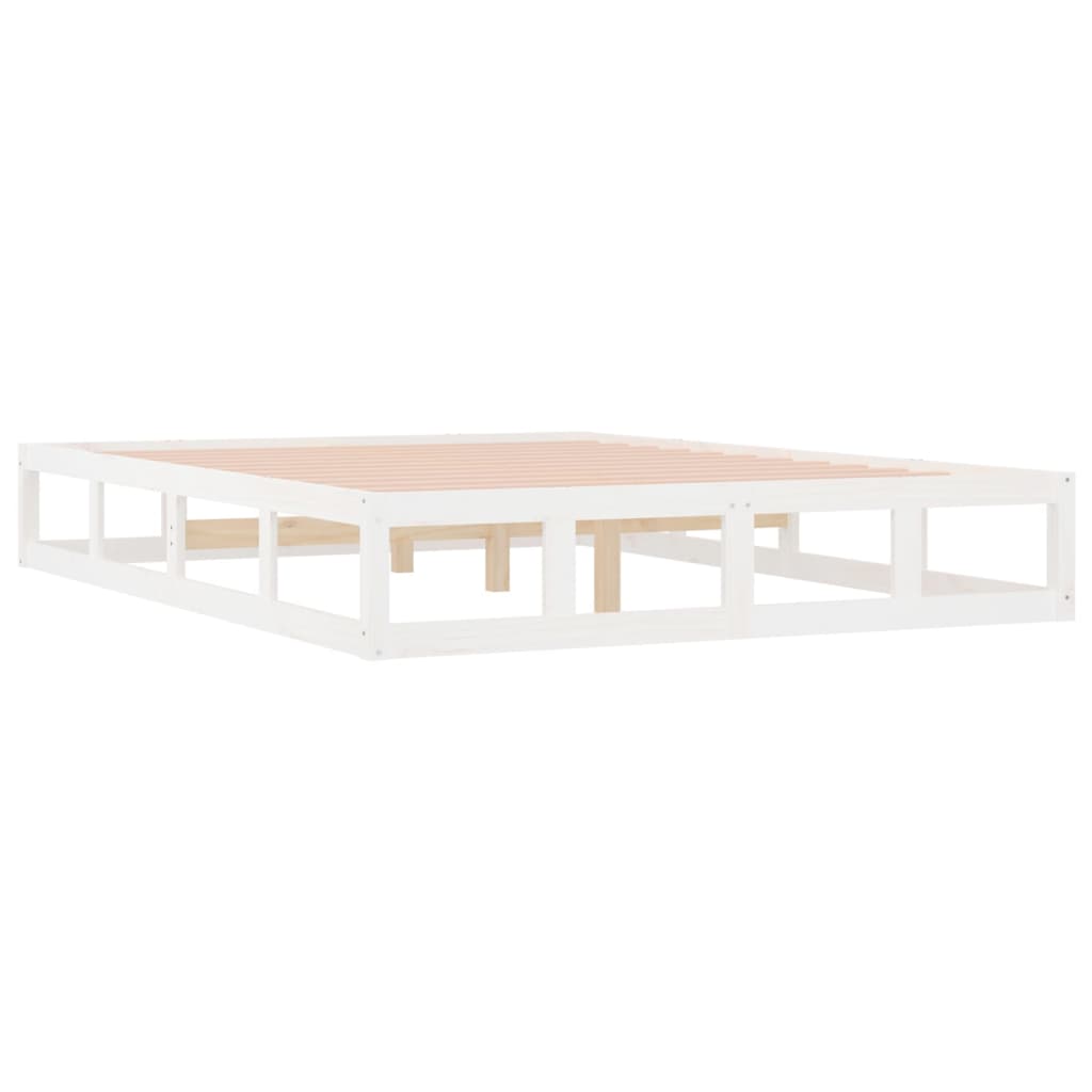 Solid Wood Bed White 150 x 200 cm